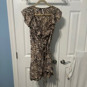 Free People Brown Tan Wrap Mini Dress